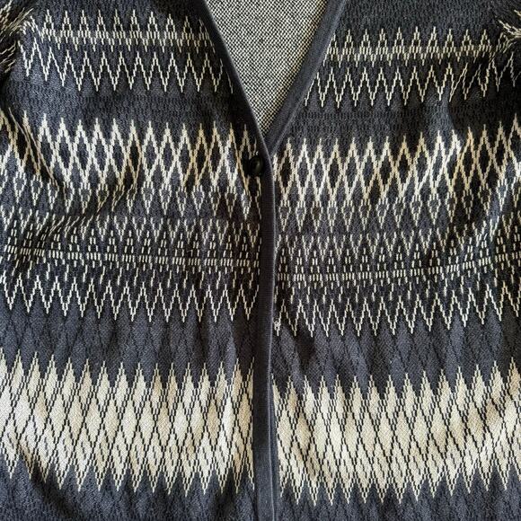 Pendleton Linen Navy Blue Aztec Style Print One Button Cardigan Size S - Picture 8 of 8